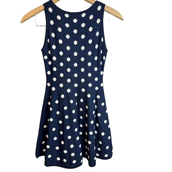 Kids Girls Milly Sleeveless Minis Blue White Polka-Dot Jacquard Knit Dress Sz 10 - Picture 2 of 5